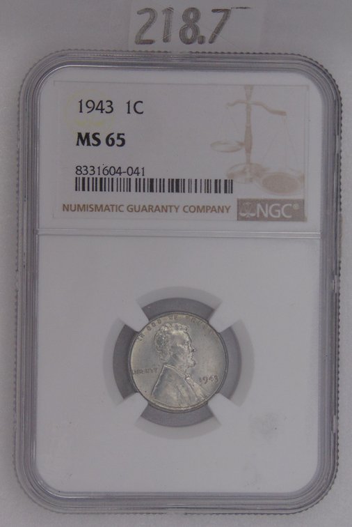 1943 Steel Lincoln Cent NGC MS65.
