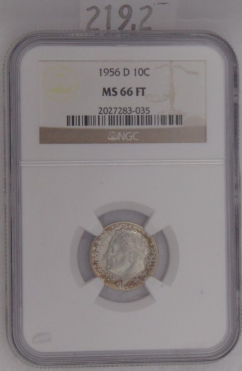 1956-D Roosevelt Dime NGC MS66 FT.