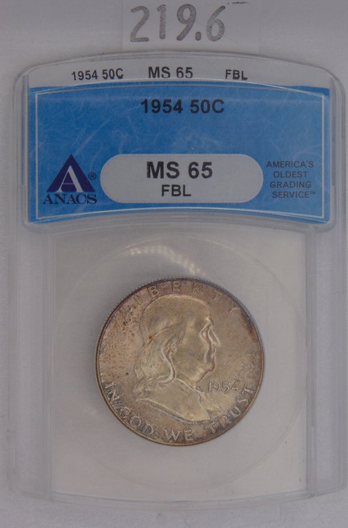1954 Franklin Half Dollars PCGS MS65 FBL.