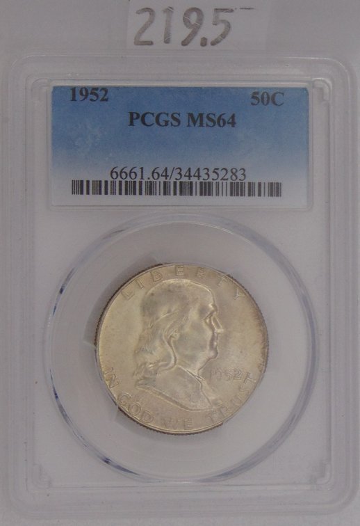 1952 Franklin Half Dollars PCGS MS64.