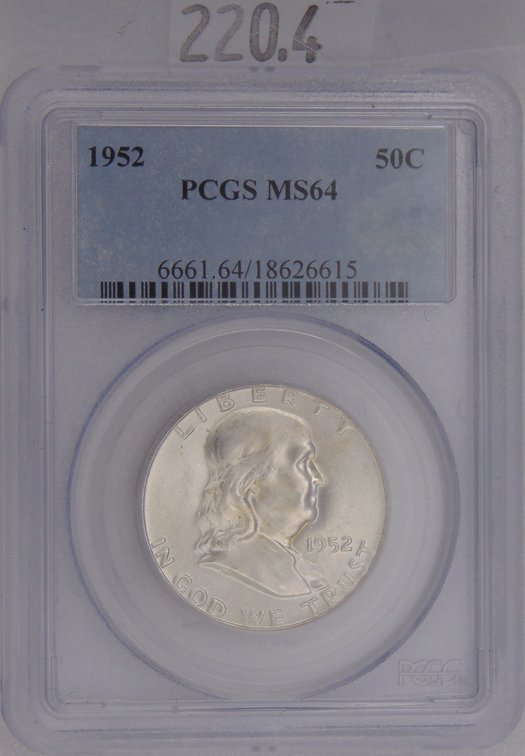 1952 Franklin Half Dollar PCGS MS64.