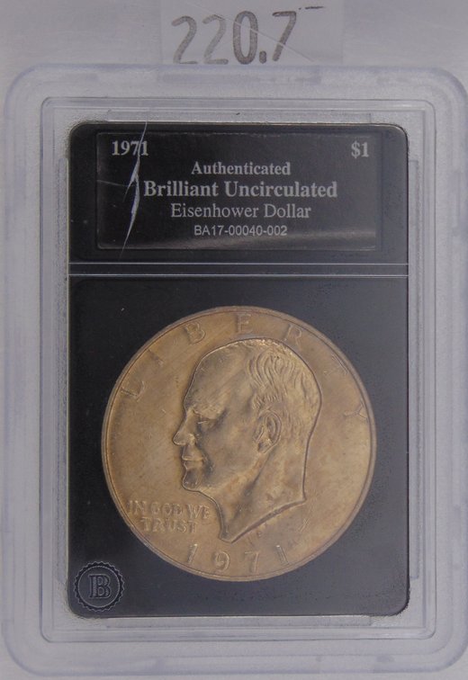 1971-D Eisenhower Dollar Brilliant Uncirculated in slab.