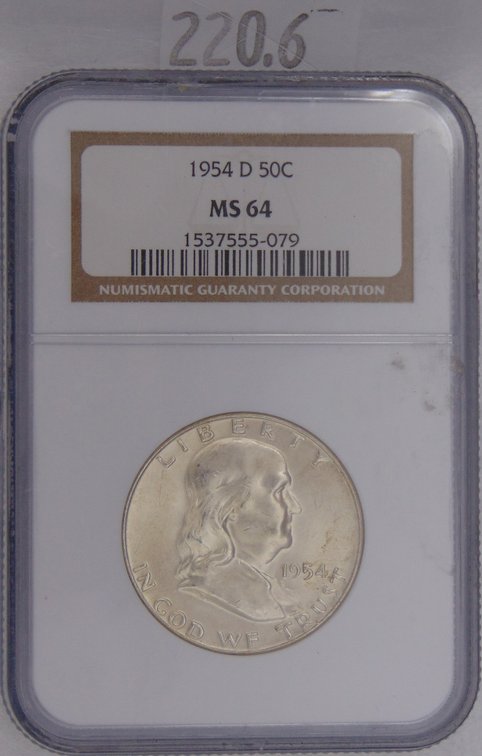 1954-D Franklin Half Dollar PCGS MS64.