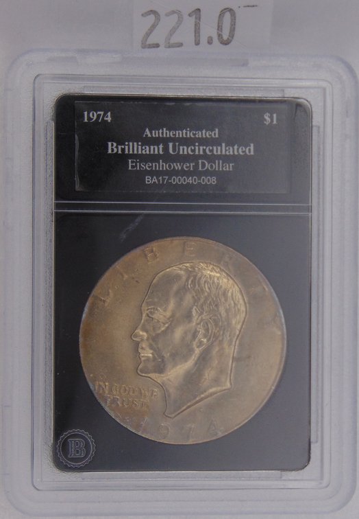 1974-D Eisenhower Dollar Brilliant Uncirculated in slab.