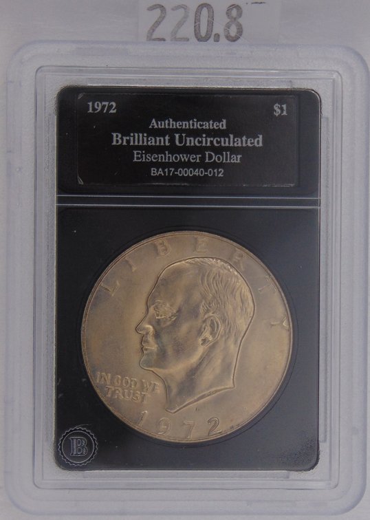 1972-D Eisenhower Dollar Brilliant Uncirculated in slab.