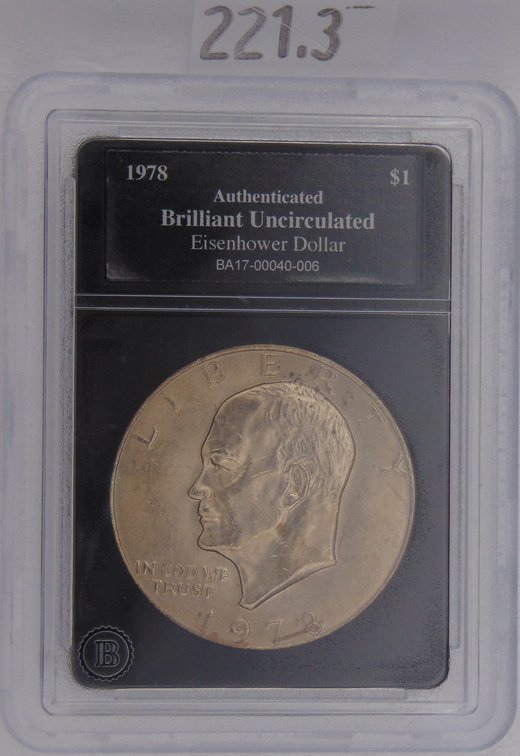 1978 Eisenhower Dollar Brilliant Uncirculated in slab.