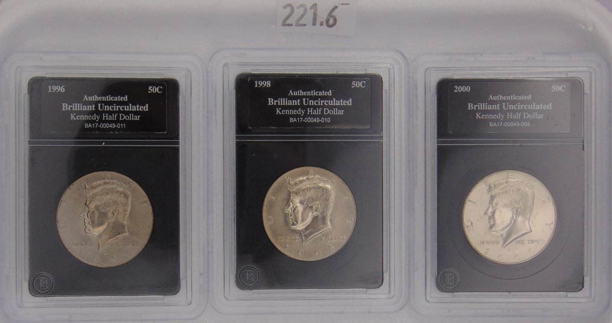 (3) Brilliant Uncirculated Kennedy Half Dollars in slabs.