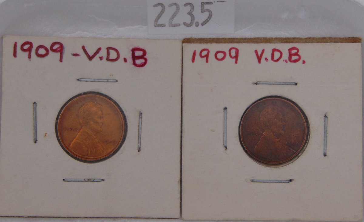 (2) 1909 VDB Lincoln Cents EF, VF (first year).