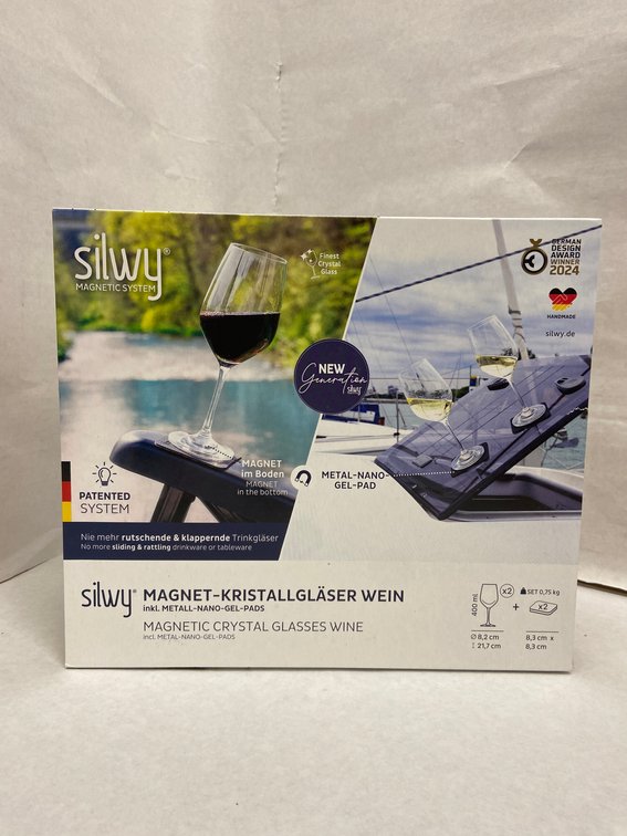 (10x Bid)Silwy 4pc Magnetic Crystal Wine Glass Set