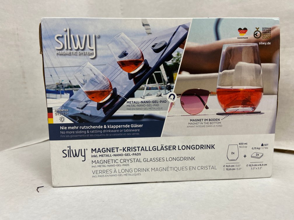 (4x Bid)Silwy 4pc Magnetic Crystal Long Drink Glass Set