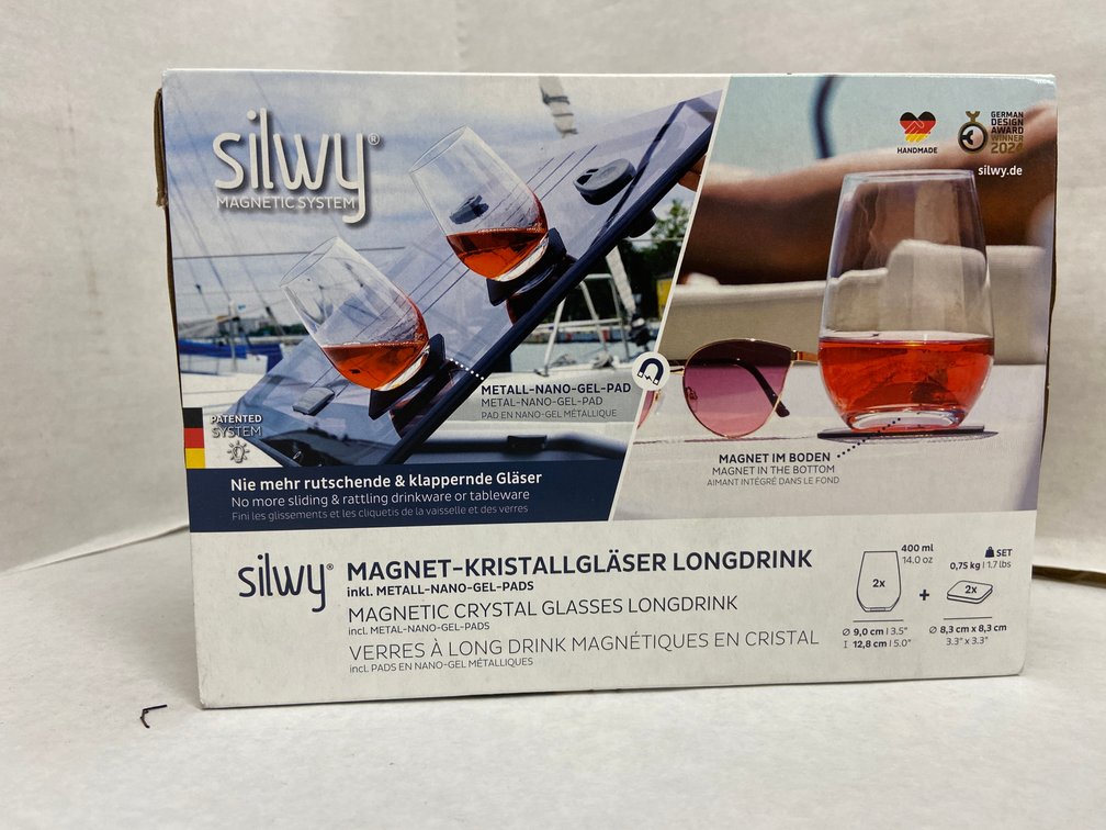 (12x Bid)Silwy 4pc Magnetic Crystal Long Drink Glass Set