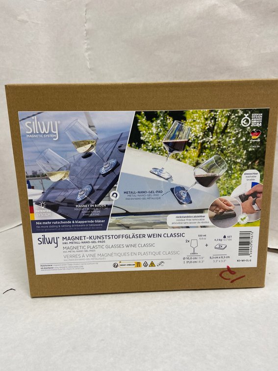 (5x Bid)Silwy 4pc Magnetic Plastic Wine Glass Set