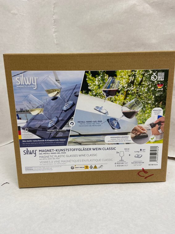 (2x Bid)Silwy 4pc Magnetic Plastic Wine Glass Set