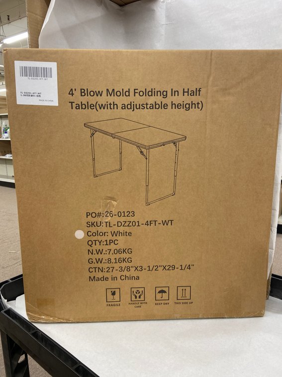 (2x Bid)4ft Blow Mold Adjustable Folding Table