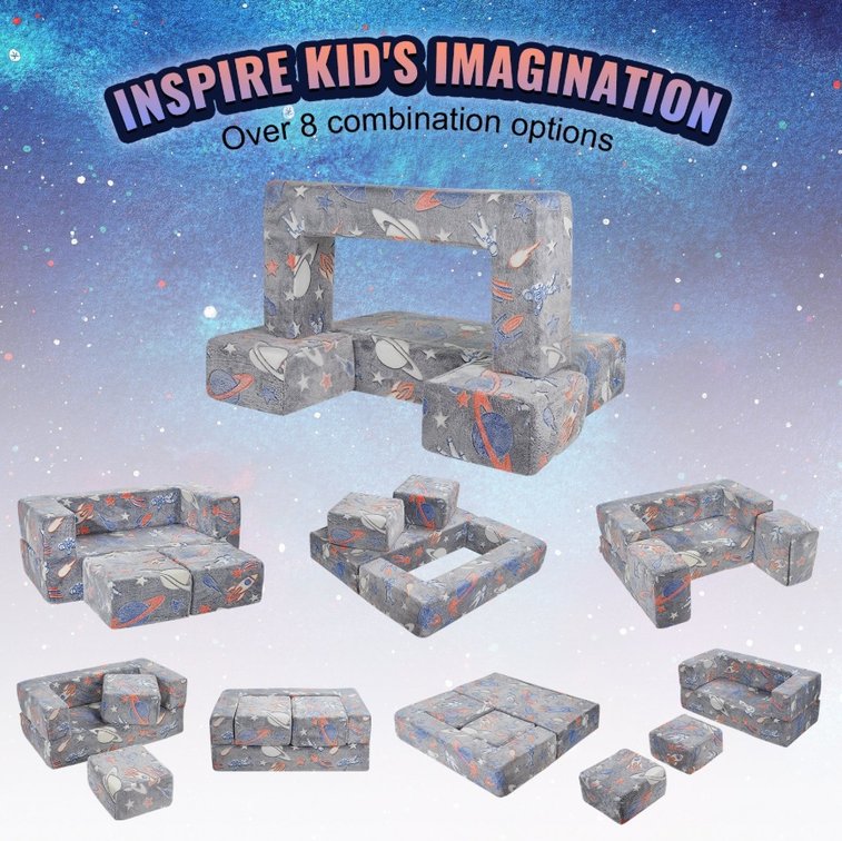 (7x Bid)Vevor 4pc Kids Multi-Functional Sofa Bed