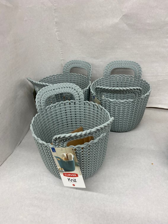 (4x Bid)Curver 3pc Knit Round Basket Set