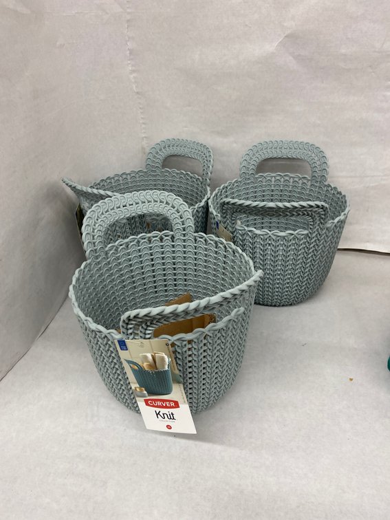 (8x Bid)Curver 3pc Knit Round Basket Set