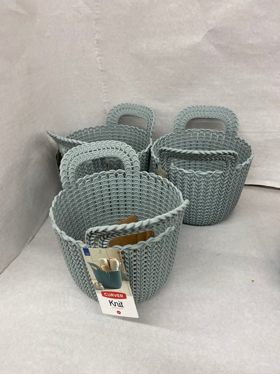 (30x Bid)Curver 3pc Knit Round Basket Set