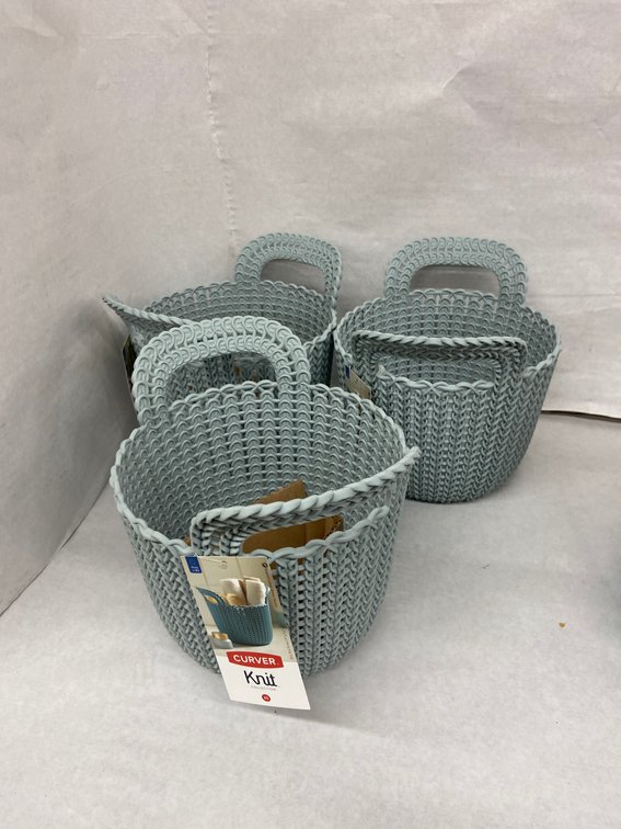 (16x Bid)Curver 3pc Knit Round Basket Set