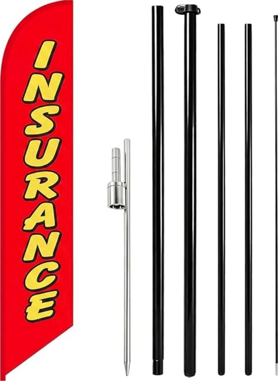 (3x Bid)15ft Insurance Feather Banner Flag Pole Kit
