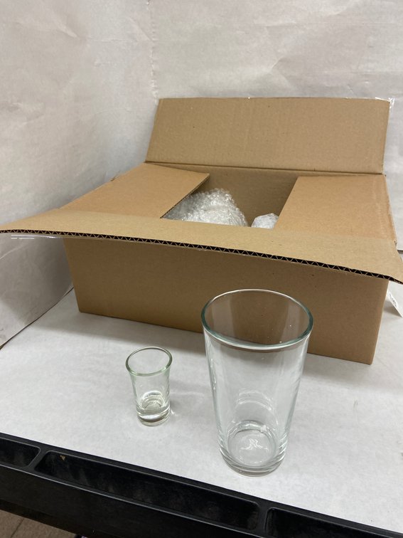 (4x Bid)6pc 16oz Drinking Glass W/ Shot Glass Set