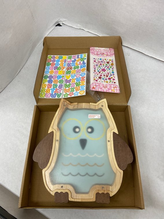 (2x Bid)Wooden 9.5" Owl Piggy Bank
