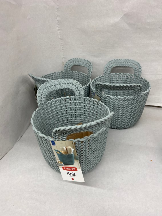 (2x Bid)Curver 3pc Knit Round Basket Set