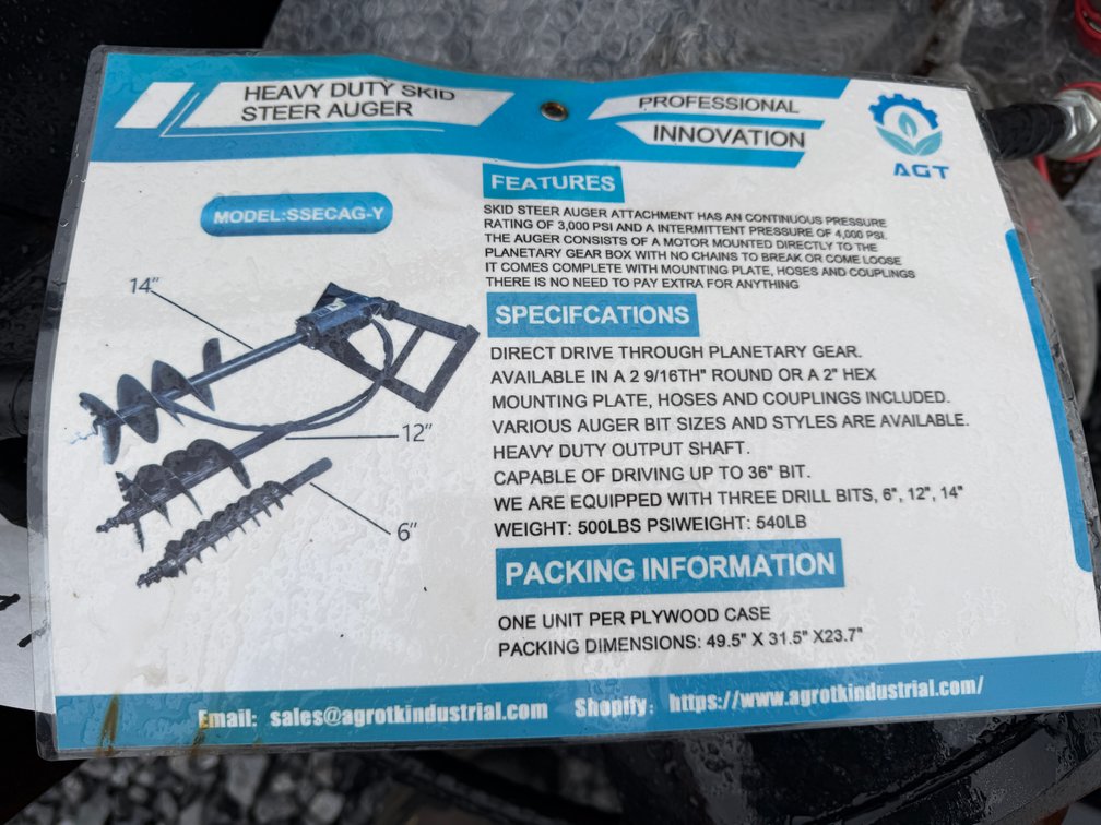 New AGT Mini Quick Attach Auger Drive W/ Bits