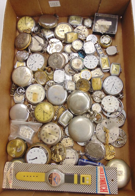 Large Variety of Pocket Watches and Watch Parts.