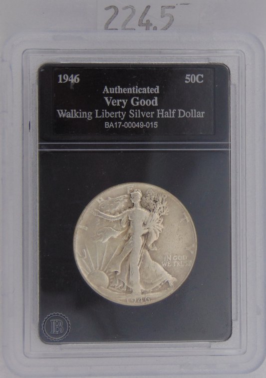 1946 Walking Liberty Half Dollar authenticated Very Good.