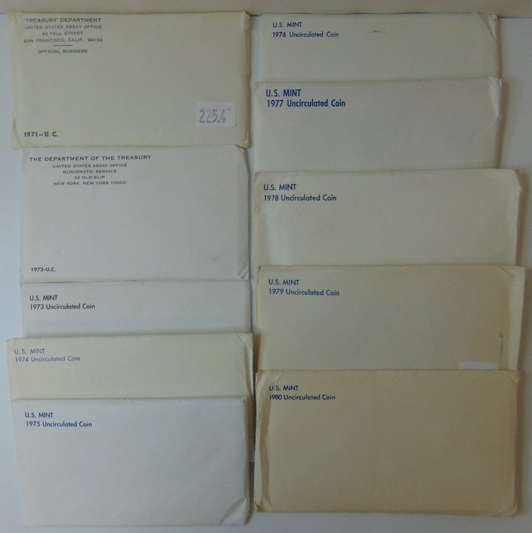 (10) Uncirculated U.S. Sets: 1971-1980.