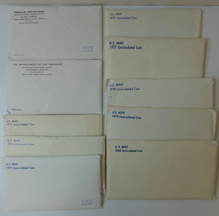 (10) Uncirculated U.S. Sets: 1971-1980.