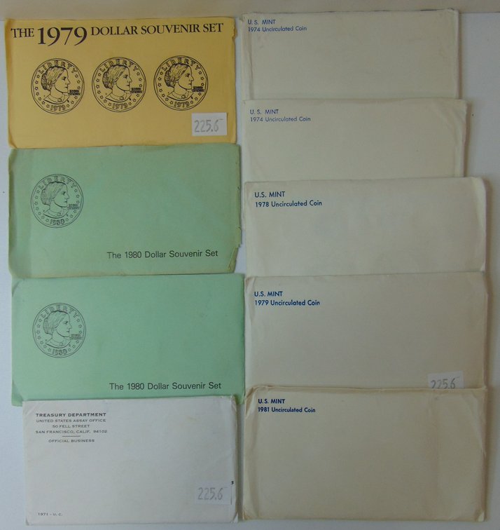 (6) U.S. UNC Sets. (3) Susan B. Anthony Dollar Sets.