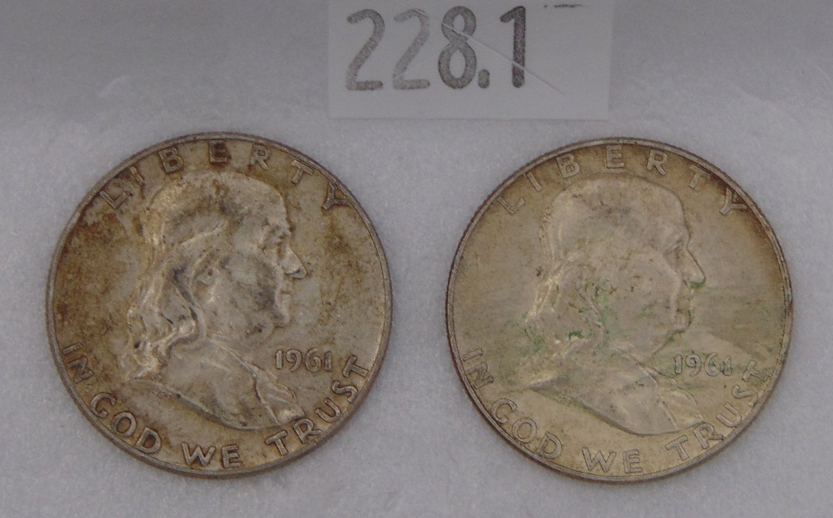 (2) 1961-D Franklin Half Dollars. 90% Silver.