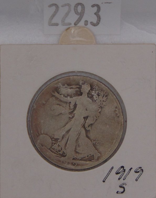 1919-S Walking Liberty Half Dollar. 90% Silver.