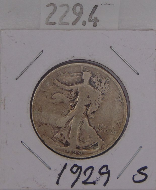1929-S Walking Liberty Half Dollar. 90% Silver.