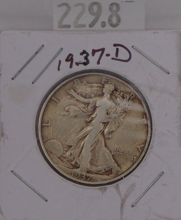 1937-D Walking Liberty Half Dollar. 90% Silver.