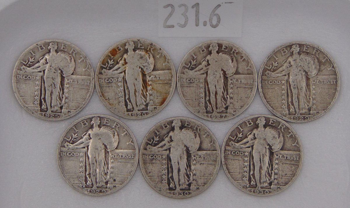 (7) Standing Liberty Quarters: 1925, 1926, 1927,