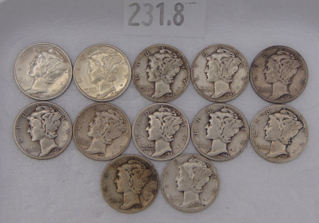 (12) Mercury Dimes: various years and conditions.