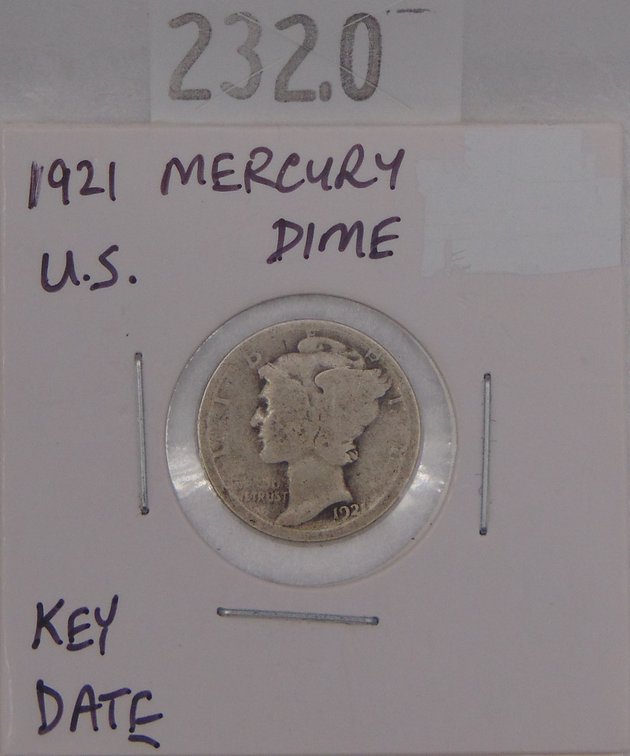 1921 Mercury Dime G. Mintage of 1,230,000.
