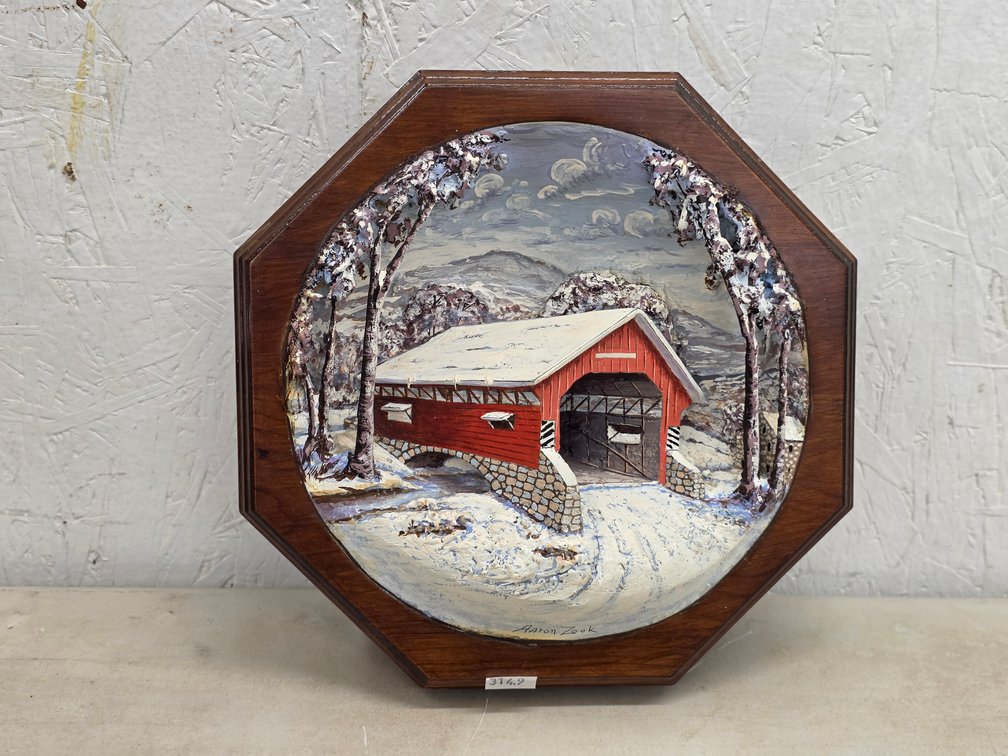 Framed Octagonal 3-D Winter Covered Bridge by Aaron Zook