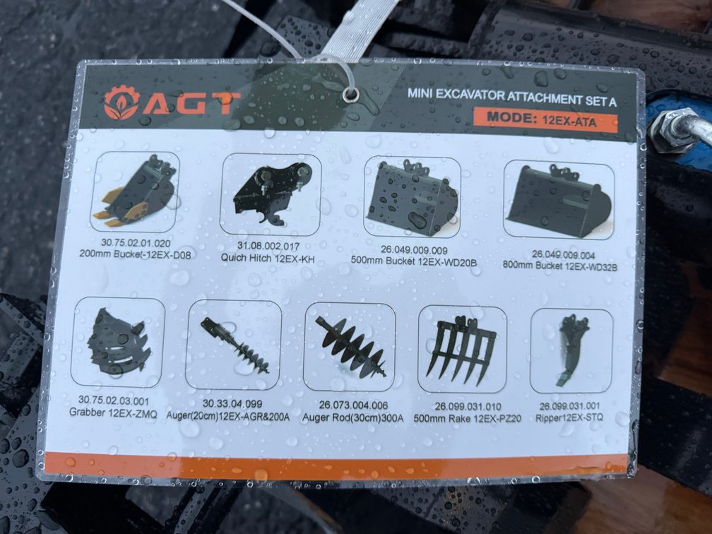 AGT Mini Excavator Attachment Set