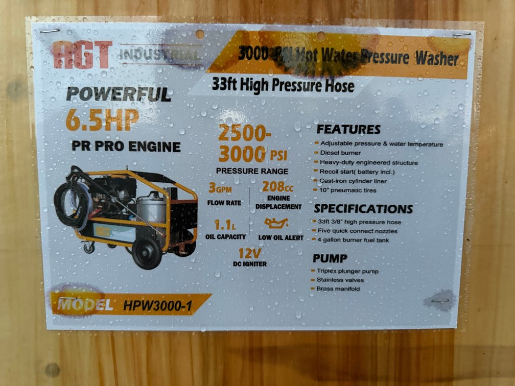 AGT 3000PSI Hot Water Pressure Washer