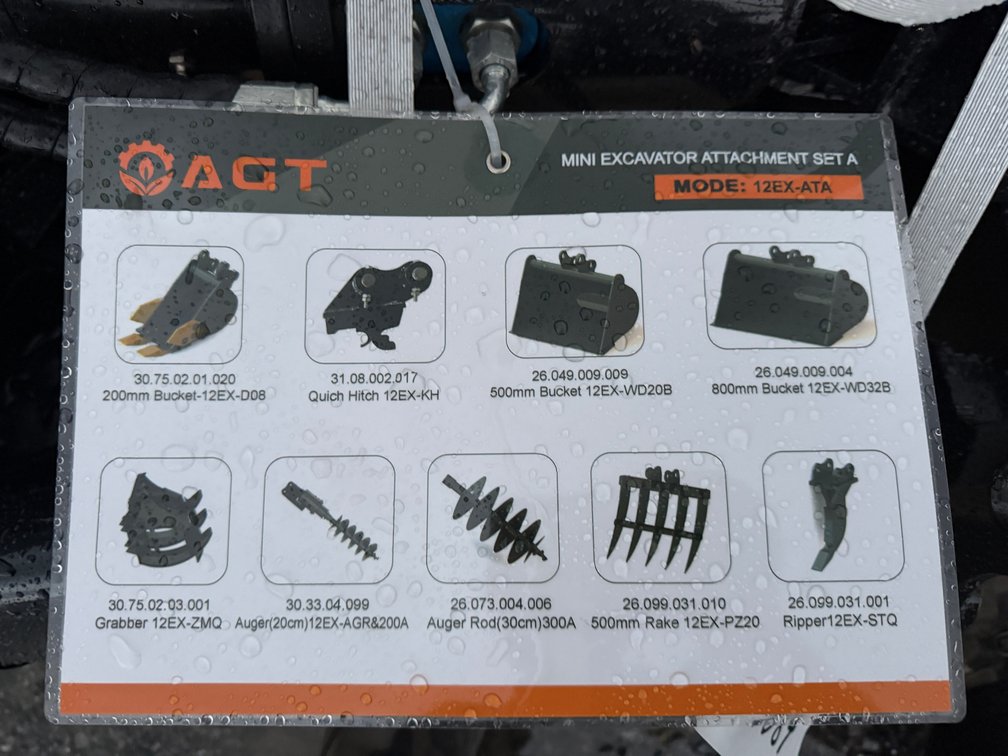AGT Mini Excavator Attachment Set