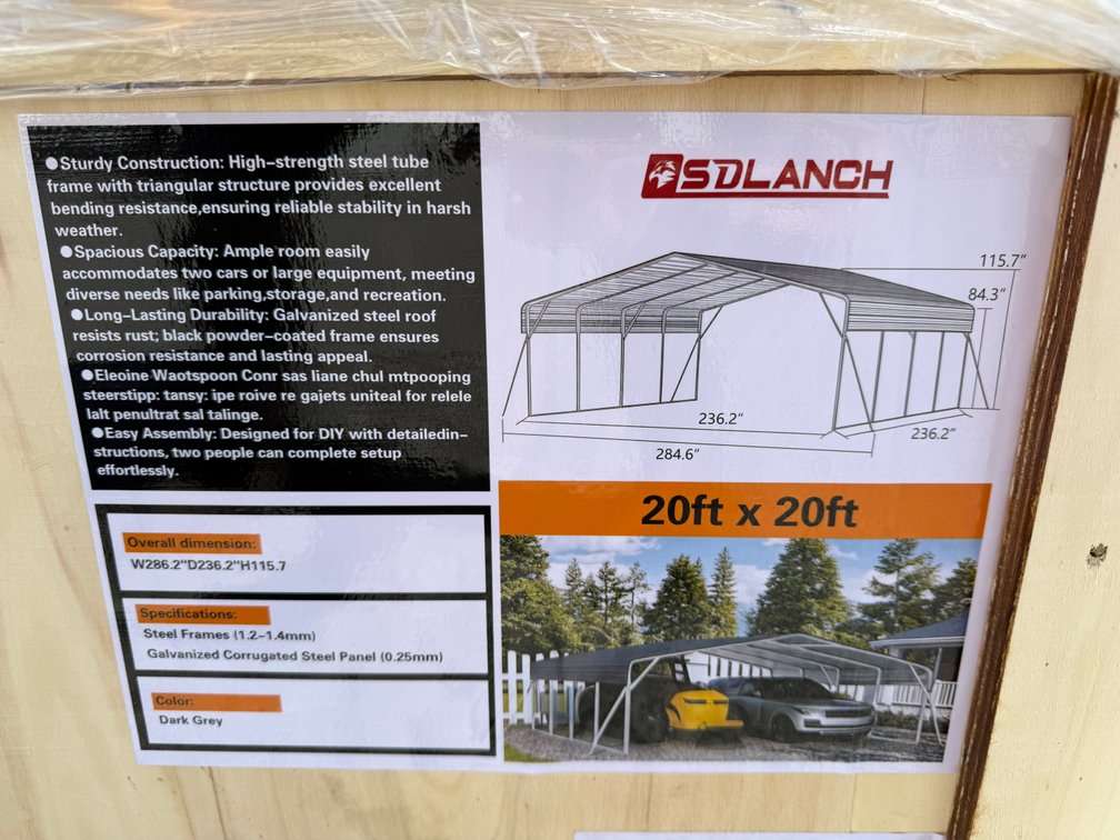 SD Lanch 20' x 20' Carport
