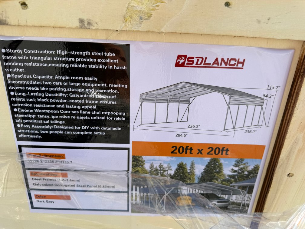 SD Lanch 20' x 20' Carport