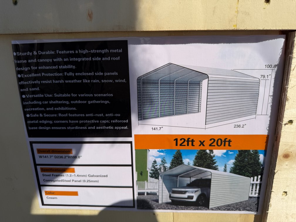 SD Lanch 12' x 20' Carport