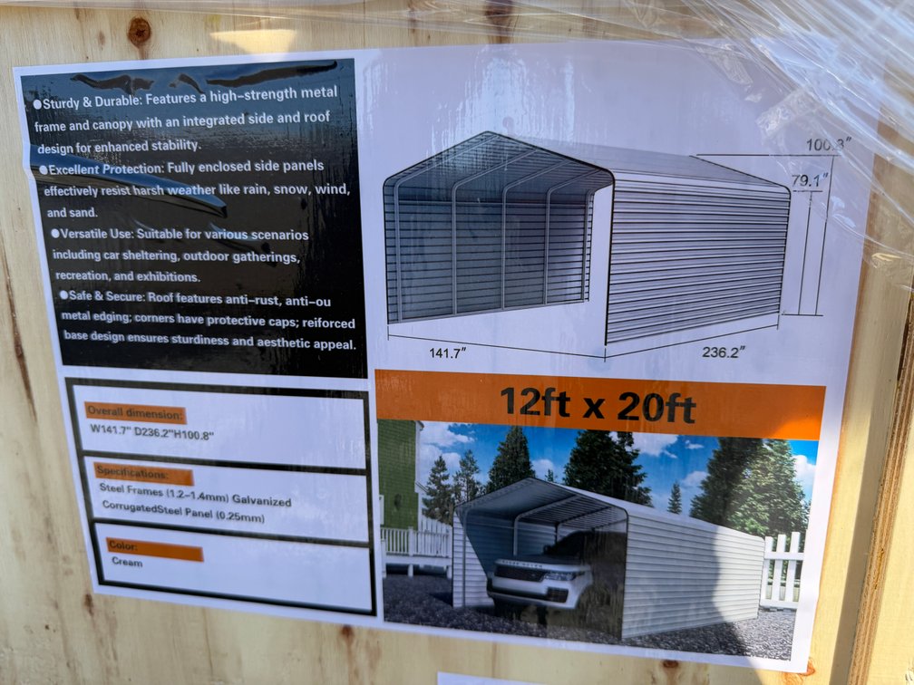 SD Lanch 12' x 20' Carport