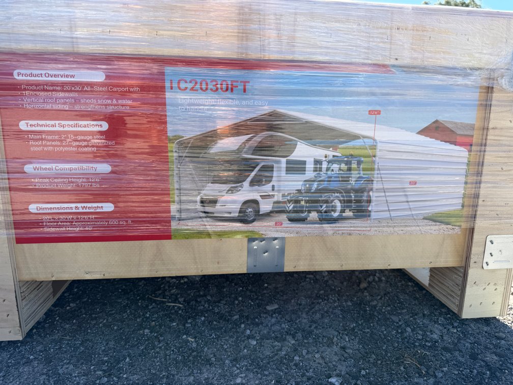 SD Lanch 20' x 30' All Steel Carport