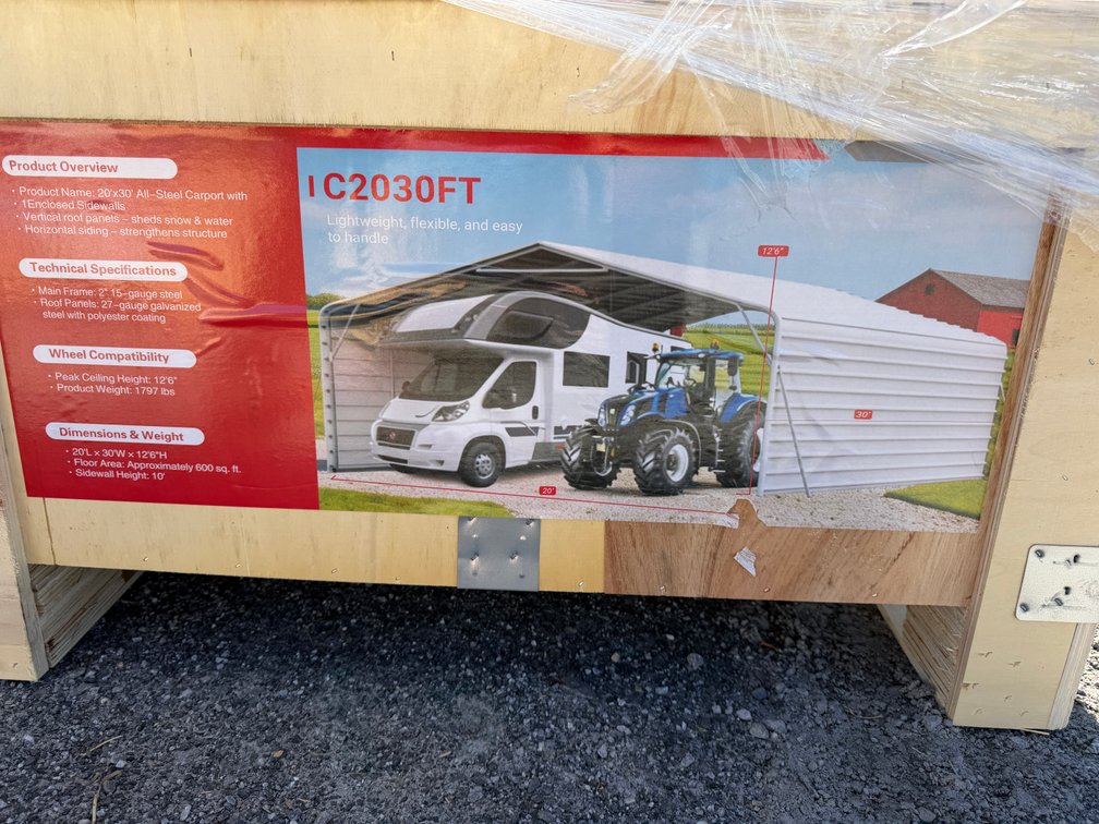 SD Lanch 20' x 30' All Steel Carport